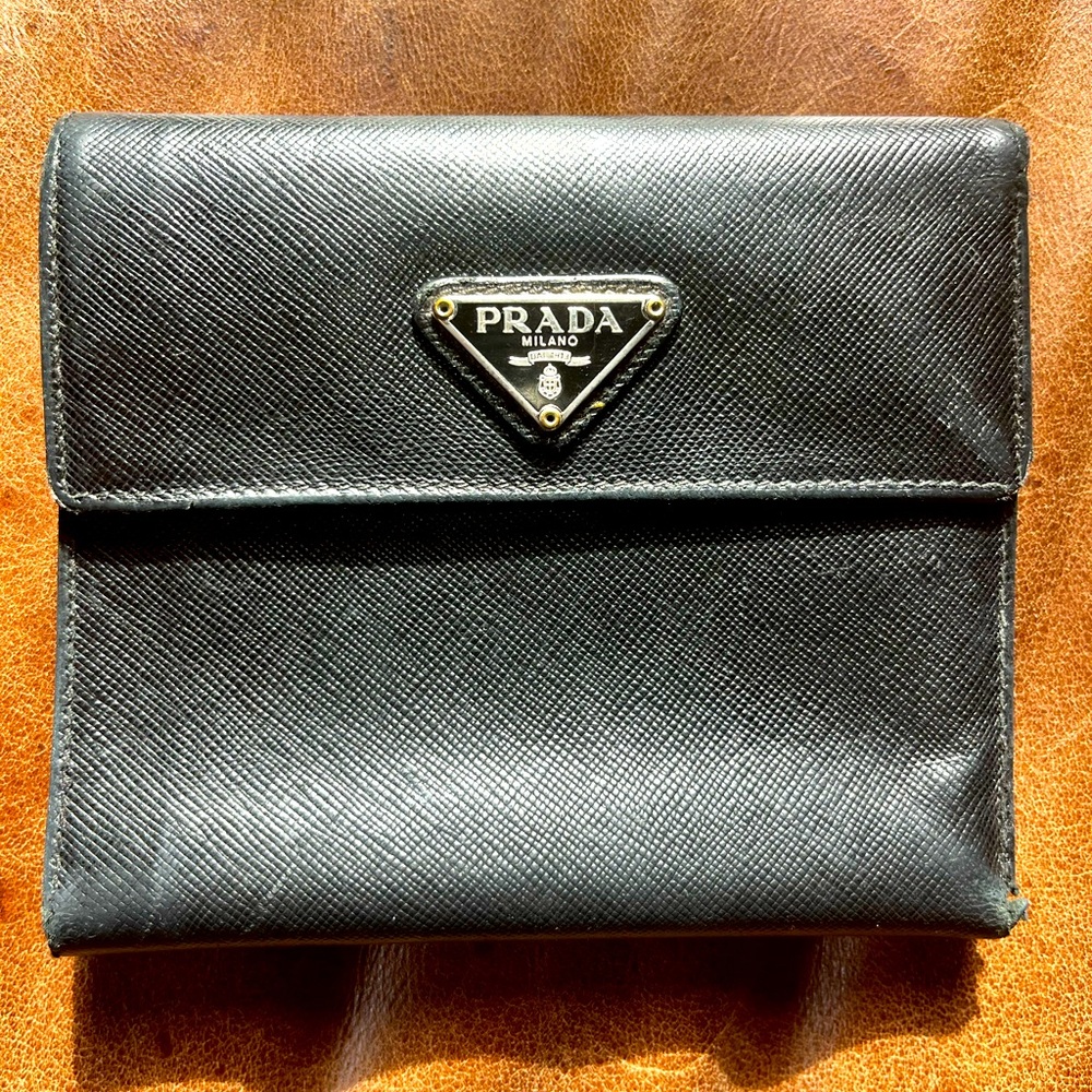 Prada Saffiano Tri-Fold Leather Wallet